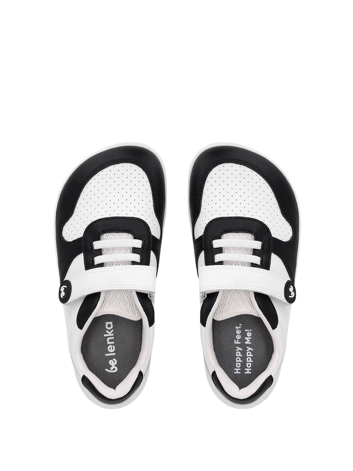 Be Lenka | Scoot Kids - White & Black | Wide Barefoot Trainers