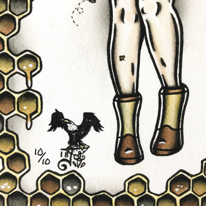 American traditional tattoo flash sexy beekeeper pinup prints.