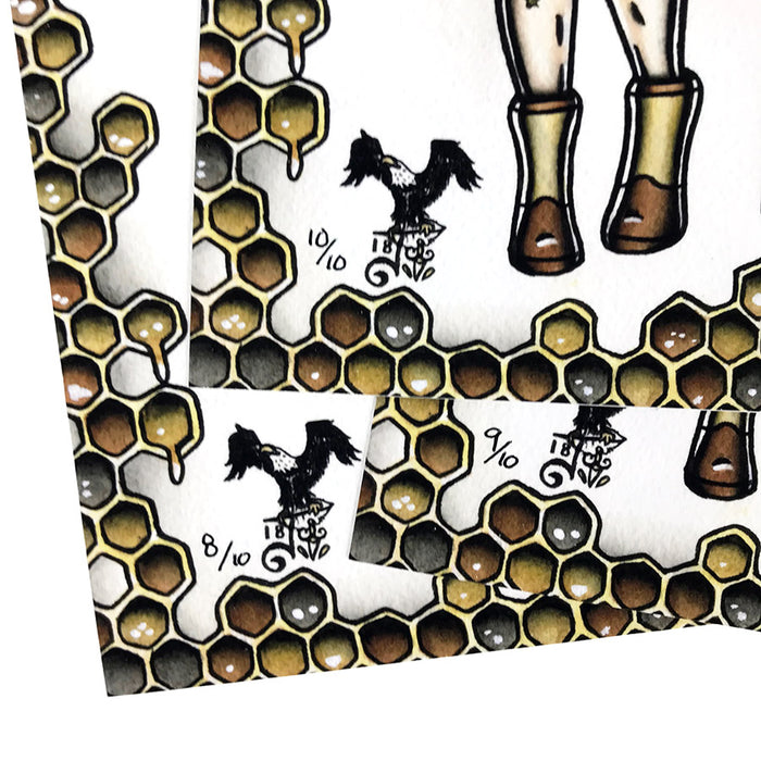 American traditional tattoo flash sexy beekeeper pinup prints.