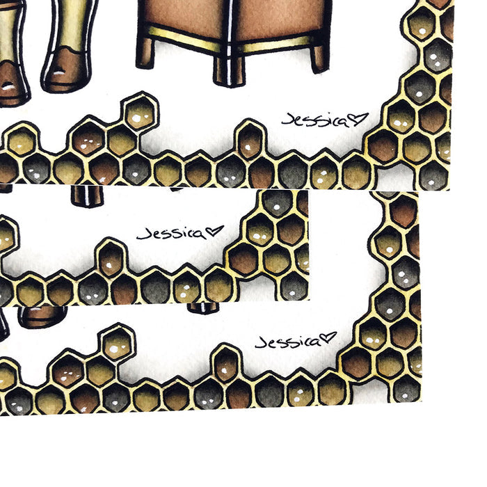American traditional tattoo flash sexy beekeeper pinup prints.