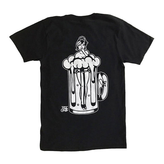 American traditional tattoo flash beer girl pinup tee.