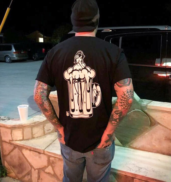 American traditional tattoo flash beer girl pinup tee.