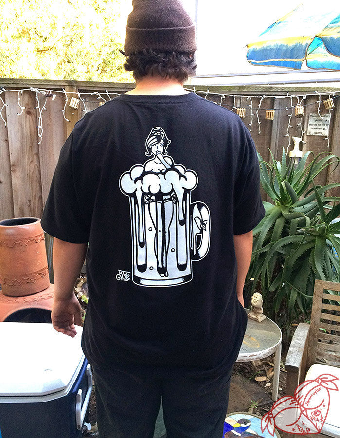 American traditional tattoo flash beer girl pinup tee.