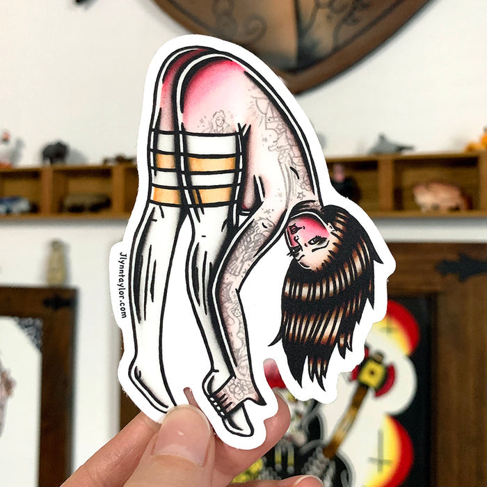 American traditional tattoo flash Tube Socks Pinup watercolor sticker.