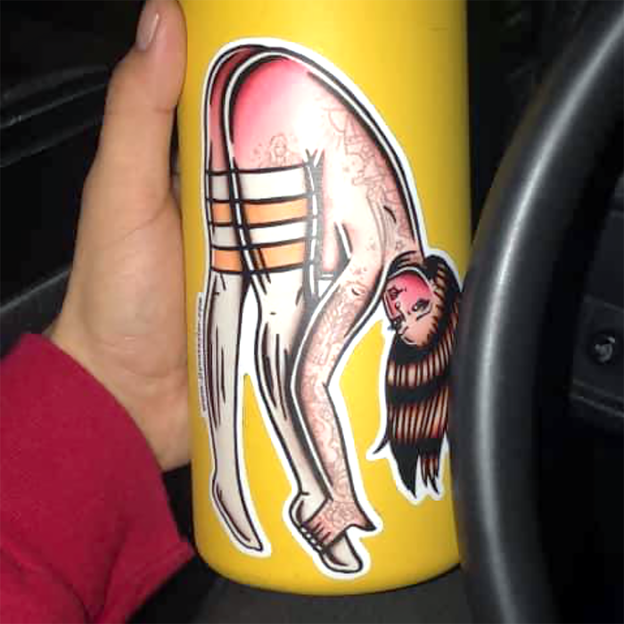 American traditional tattoo flash Tube Socks Pinup watercolor sticker.
