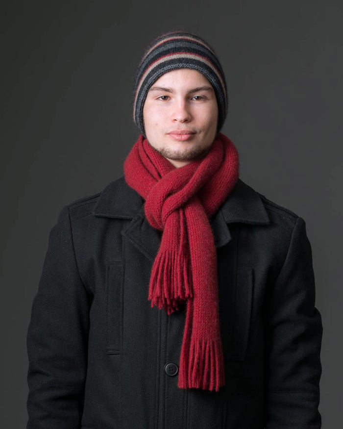 Berry Red #2 Plain Possum Merino Wool Scarf - NX102