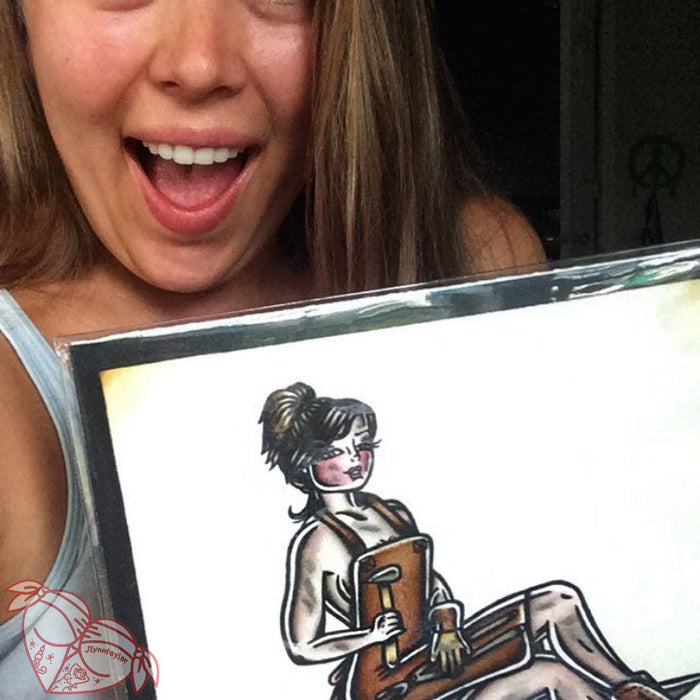 American Traditional tattoo style blacksmith pinup print.
