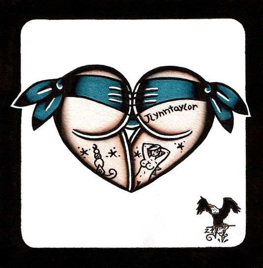 Blue Scrunch Butt Heart Original Painting