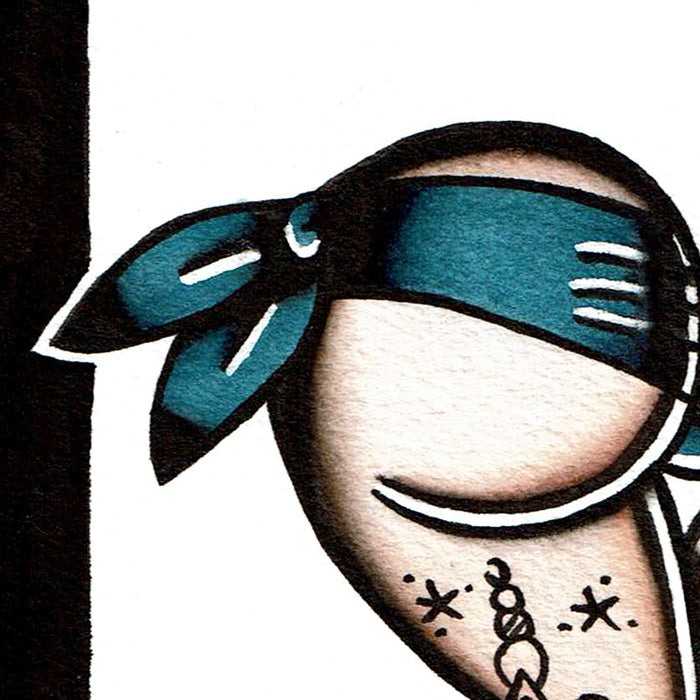 Blue Scrunch Butt Heart Original Painting