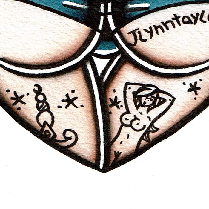 Blue Scrunch Butt Heart Original Painting