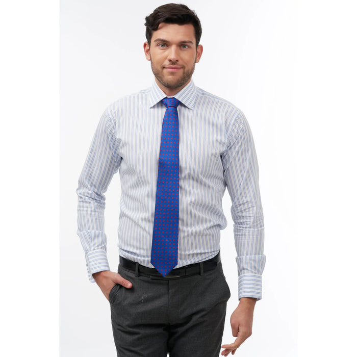 Blue with red bean woven silk tie - Thin Red Line