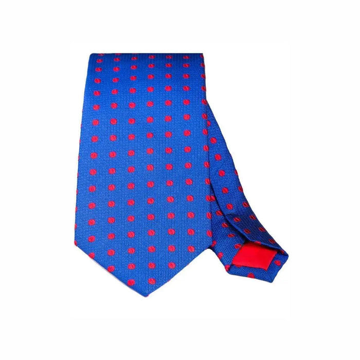 Blue with red bean woven silk tie - Thin Red Line