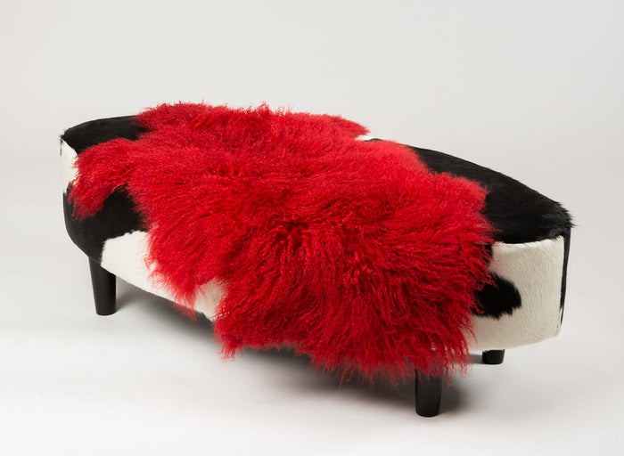Bright Red Tibetan Lamb Skin NZ