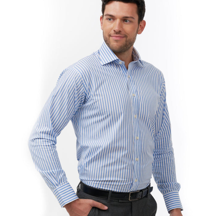 Broad Bengal Stripe Sky Blue Formal Shirt