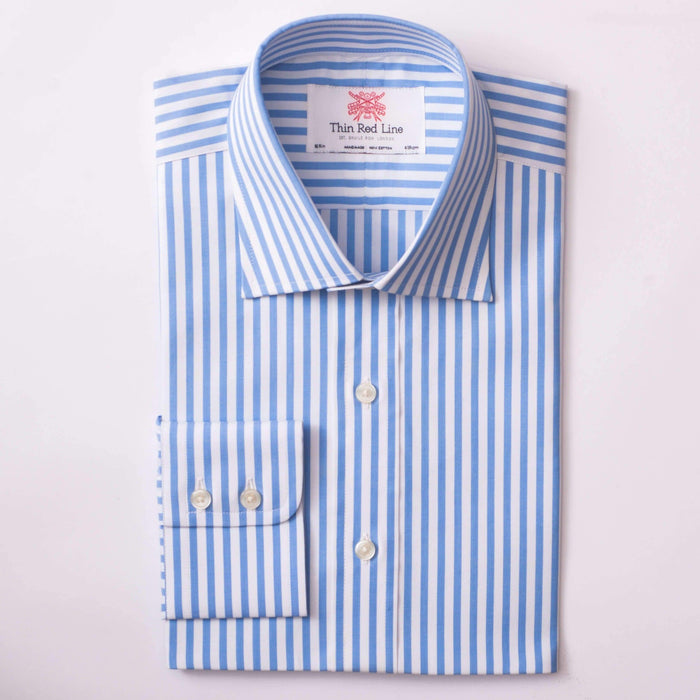Broad Bengal Stripe Sky Blue Formal Shirt