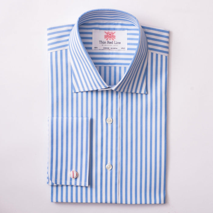Broad Bengal Stripe Sky Blue Formal Shirt