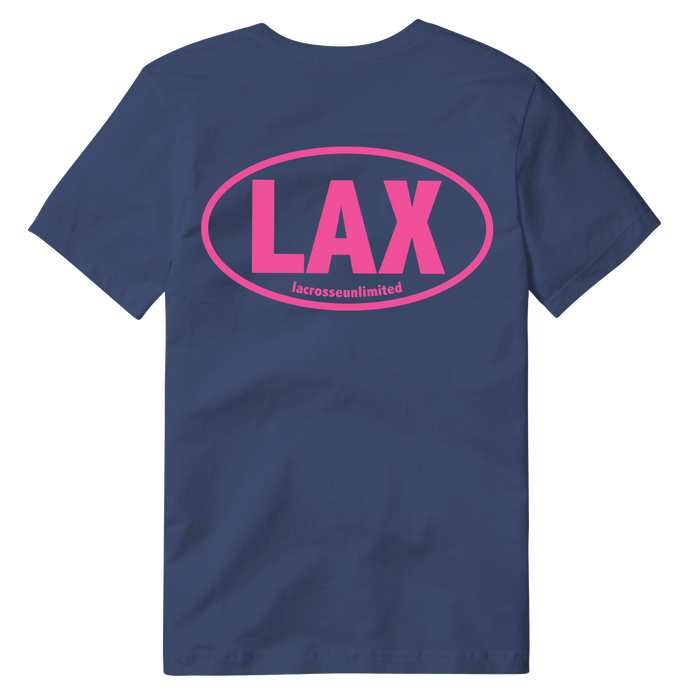 Bumper Sticker Lax Tee- Blue