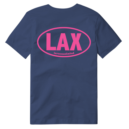 Bumper Sticker Lax Tee- Blue