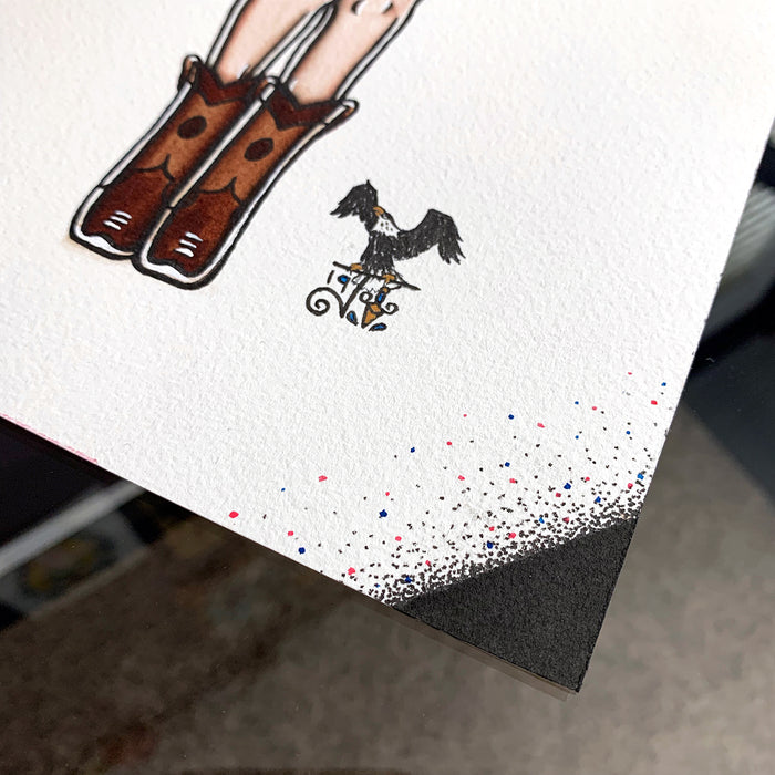 American Traditional tattoo flash sexy Playboy Bunny pinup spitshade painting.