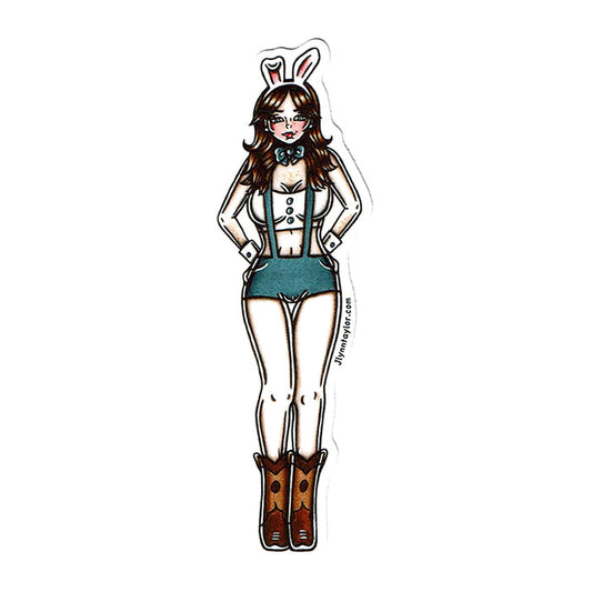 American Traditional tattoo flash sexy playboy bunny pinup sticker.
