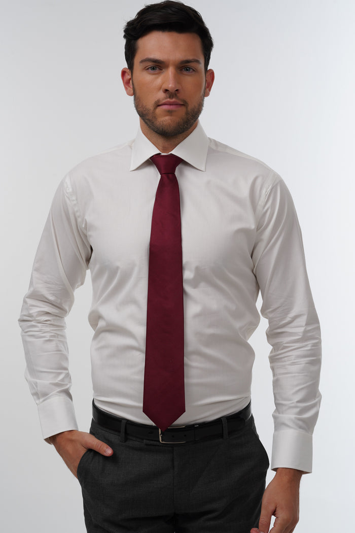 Burgundy solid woven silk tie