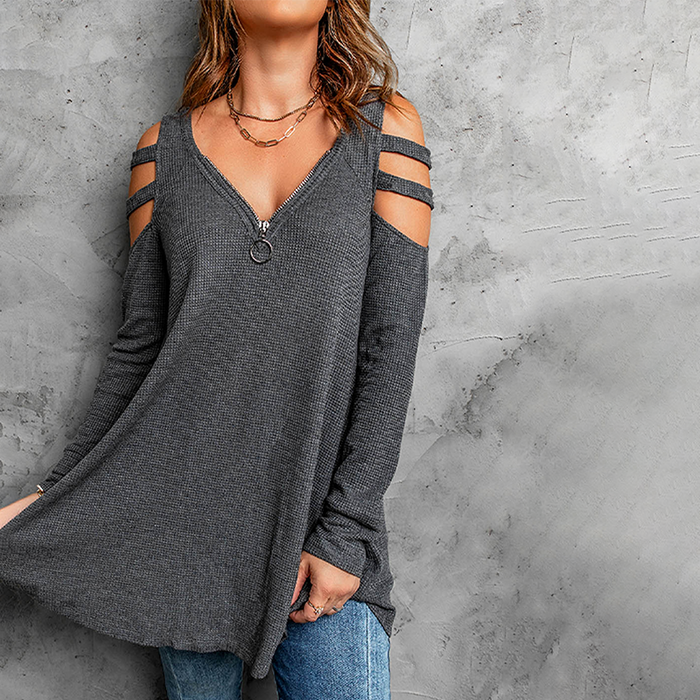 Calienne Chic Waffle Knit Blouse