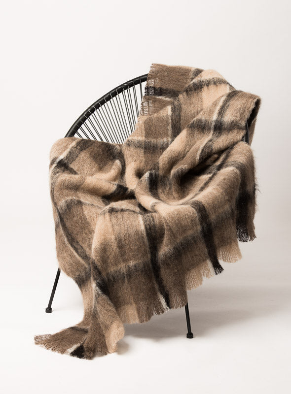 Alpaca Blanket New Zealand - Windermere Canterbury Check Brushed Alpaca Throw Blanket