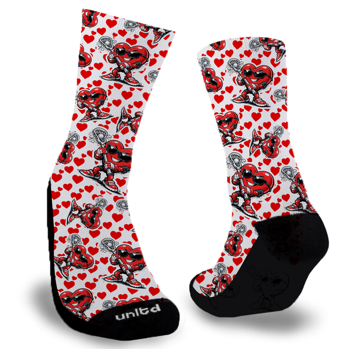 Catch Passes Valentine's Day Lacrosse Socks