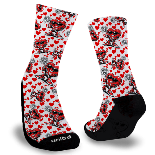 Catch Passes Valentine's Day Lacrosse Socks