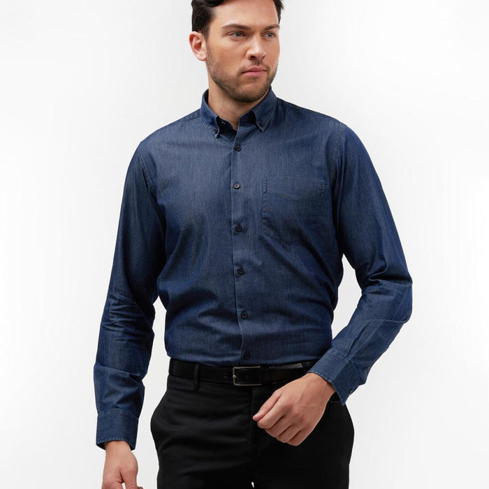 Chambray Indigo Blue Casual Fit Shirt