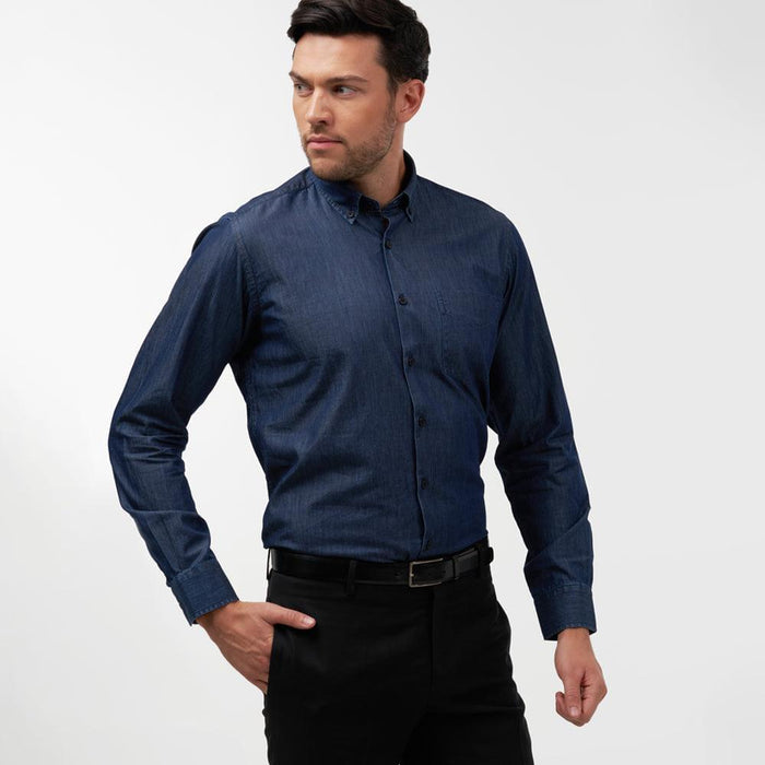 Chambray Indigo Blue Casual Fit Shirt