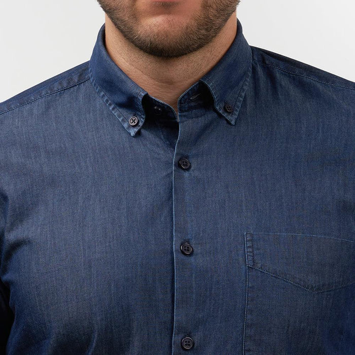 Chambray Indigo Blue Casual Fit Shirt