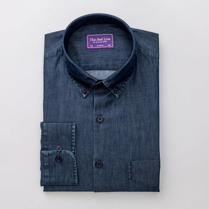 Chambray Indigo Blue Casual Fit Shirt