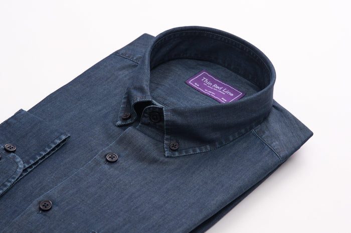 Chambray Indigo Blue Casual Fit Shirt