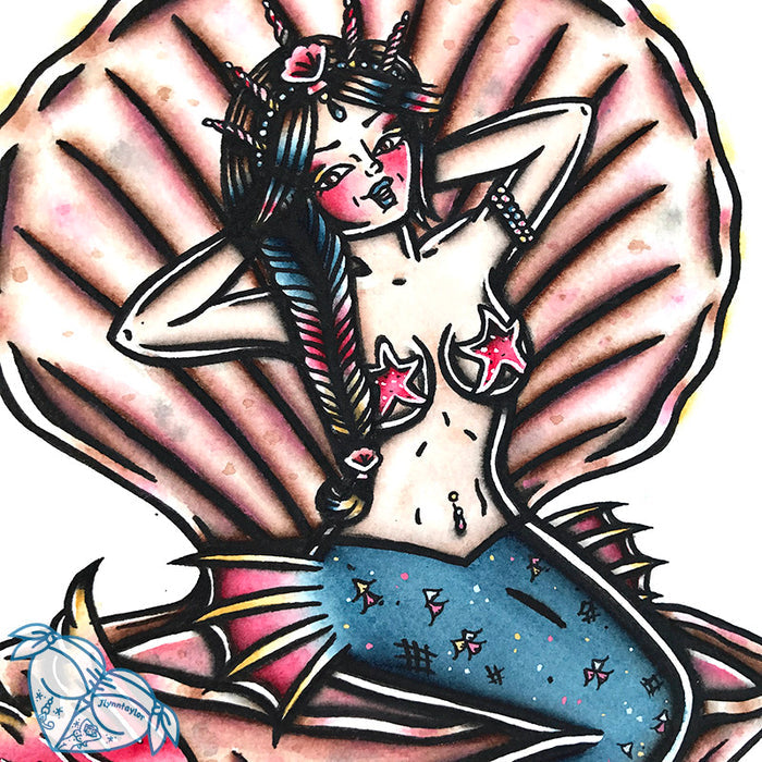 Clamshell Mermaid Print