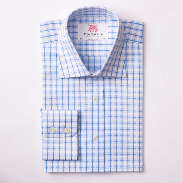 Cotswold Check Sky White Formal Shirt - Thin Red Line