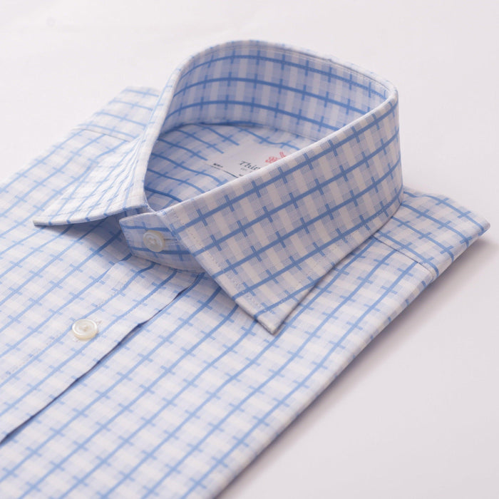 Cotswold Check Sky White Formal Shirt - Thin Red Line