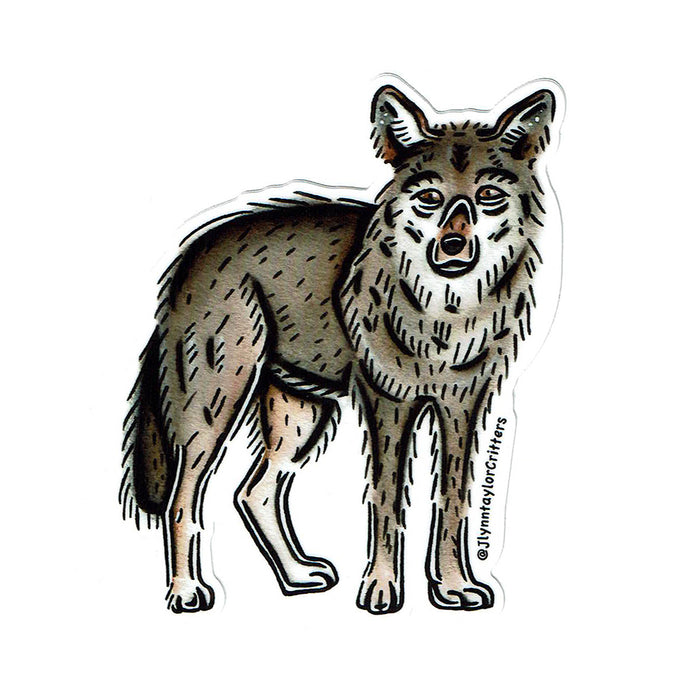 American traditional tattoo flash Coyote watercolor sticker.