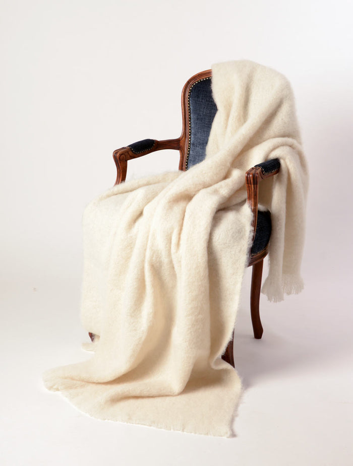 Alpaca Blanket Australia - Cream Brushed Alpaca Throw Blanket