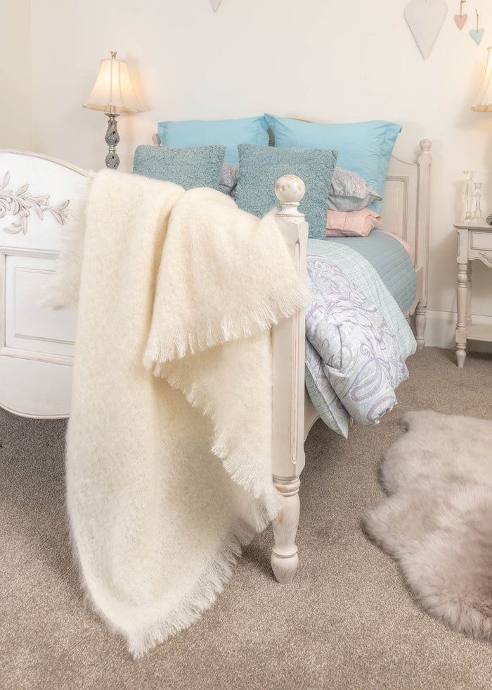 Cream Mohair Chair Throw New Zealand made