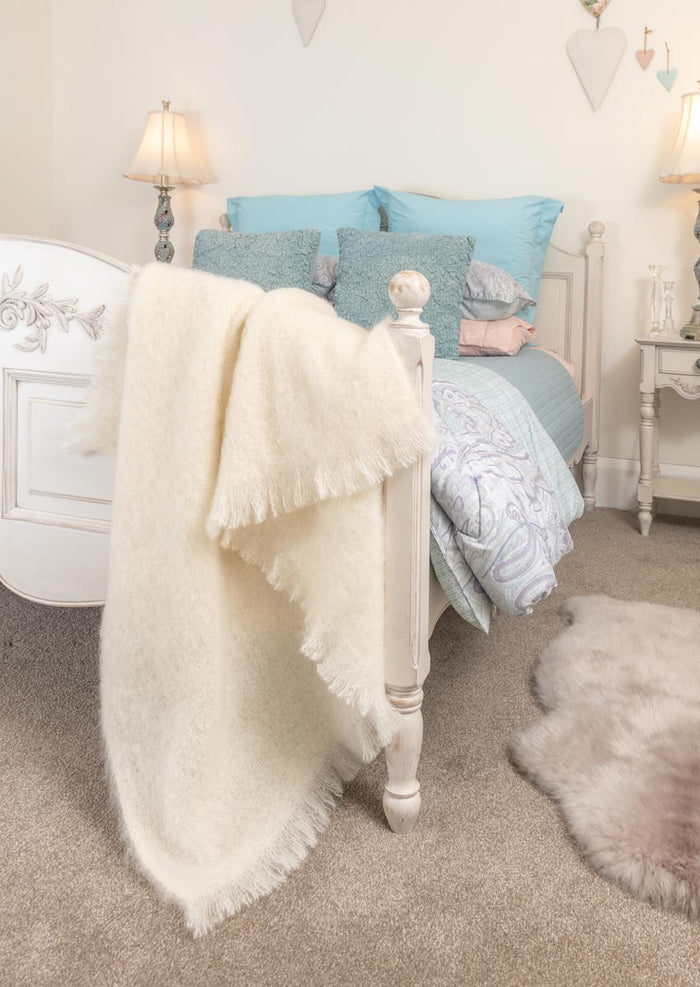 Windermere Cream Mohair Throw Blanket
