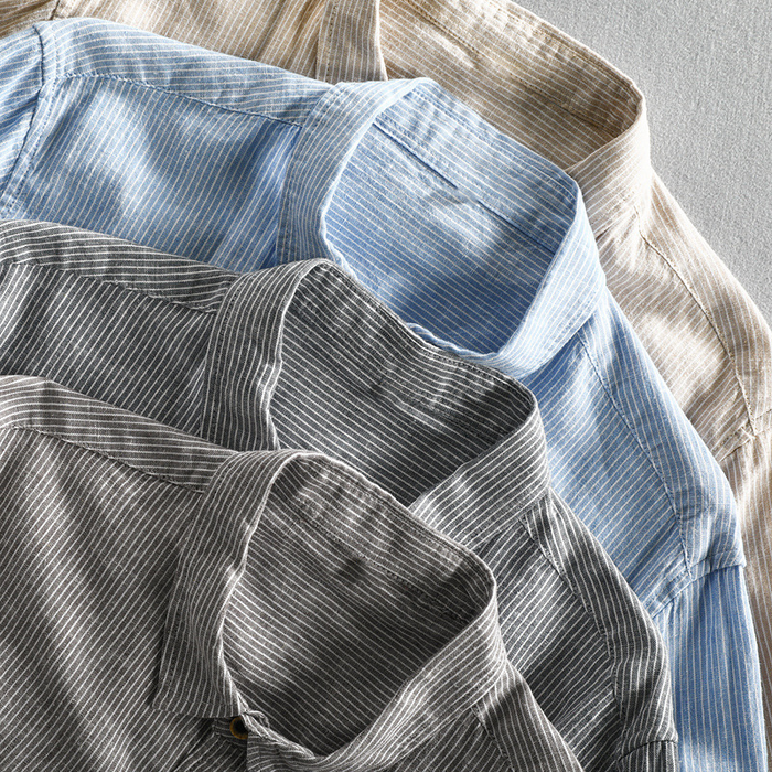 DAN HARRISON STRIPED LINEN SHIRT
