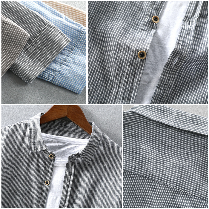 DAN HARRISON STRIPED LINEN SHIRT