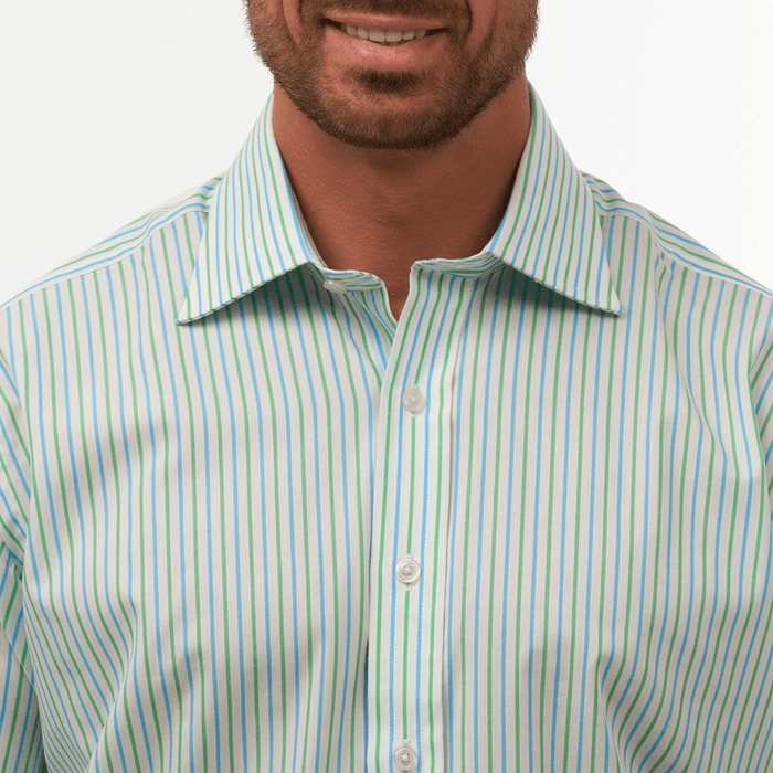 Double Stripe Blue & Green Formal Shirt