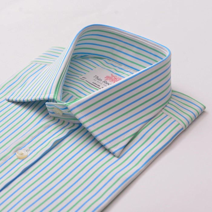 Double Stripe Blue & Green Formal Shirt