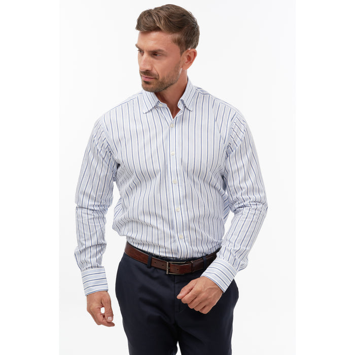 Double Stripe Sky & Navy Formal Shirt