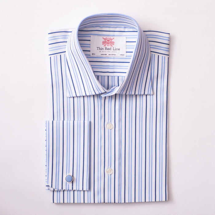 Double Stripe Sky & Navy Formal Shirt
