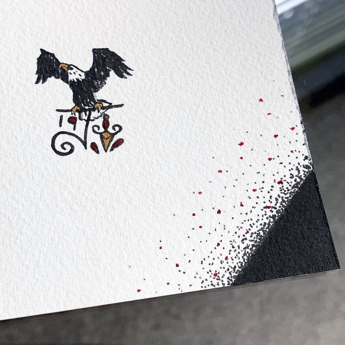 American Traditional tattoo flash Dracula Pinup watercolor painting.