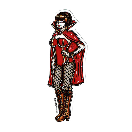 American Traditional tattoo flash sexy vampire pinup sticker.