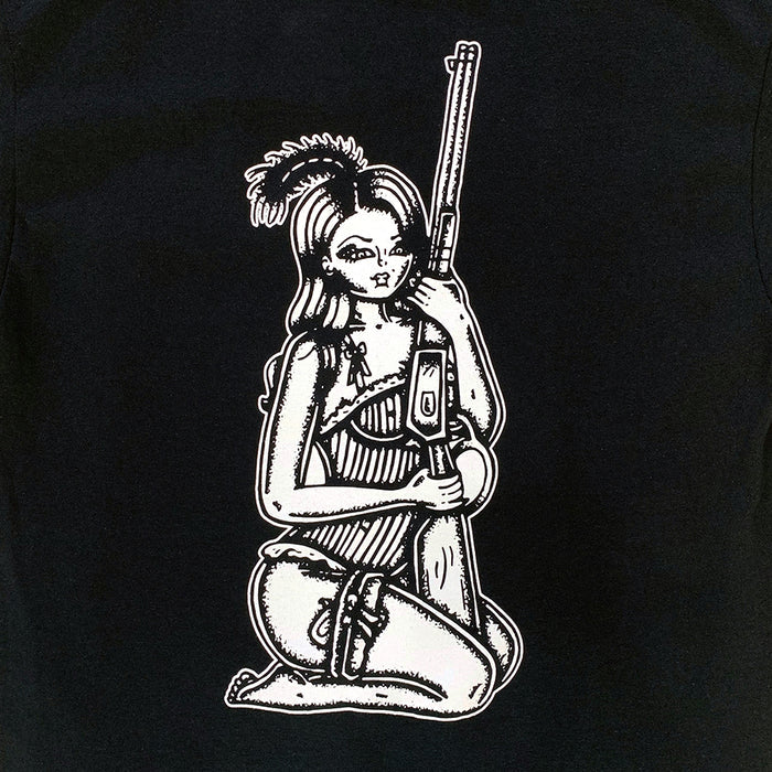 American Traditional Tattoo Flash Saloon girl with rifle T-Shirt.